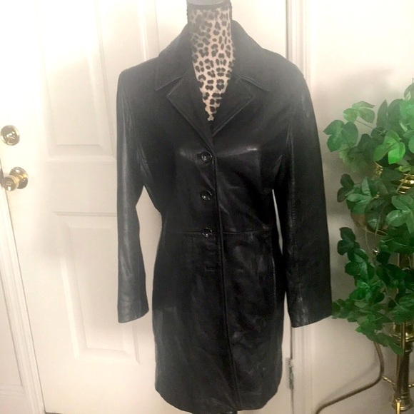 Black LEATHER jacket 😀.  Medium - Picture 1 of 5